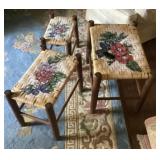 3 small rattan top tables or stools
