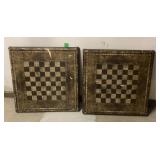 2 chessboard top card tables