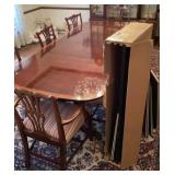 Baker Furniture table, 8 chairs, 3 leaves, pads