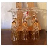 6 golden-colored glass champagne flutes