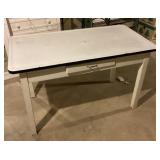 White enamel top work table with drawer