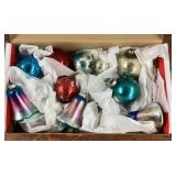 Box of vintage Christmas ornaments