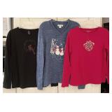 Xmas sweater and 2 Xmas knit tops --all Size M