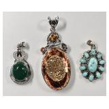 3 sterling silver gemstone pendants