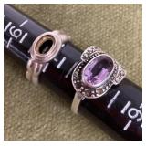 2 sterling silver rings --stones missing