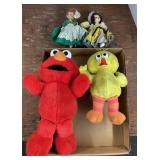 2 dolls and plush Elmo & Big Bird