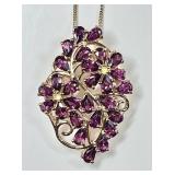 Gold over sterling silver necklace w/red stones