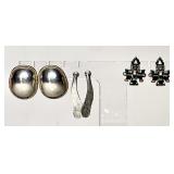 3 pair sterling silver earrings