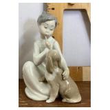 Lladro Boy with Dog porcelain figure