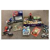 Group of diecast cars and motorcycles