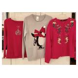 2 Xmas sweaters and Xmas knit top --all Size M