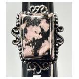 Sterling silver rhodonite ring