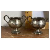 Weighted sterling silver cream & sugar