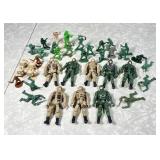 Plastic army men and action playset figures