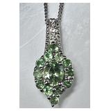 Sterling silver necklace w/green stones