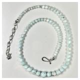 Sterling silver larimar bead necklace