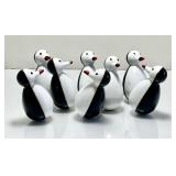 8 black & white plastic wobbler penguin bird toys