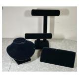 3 velvet jewelry display stands