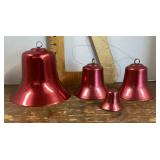 4 Christmas bell ornaments
