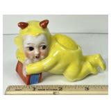 Ceramic yellow devil pin cushion