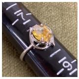 Sterling silver ring with yellow stone