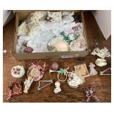 Box of ornaments, etc