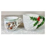 Vintage Lefton & transfer print Christmas mugs