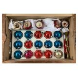 Box of vintage Christmas ornaments