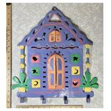 Haitian hand painted metal folk art wall hooks