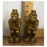 2 Roseville Pottery monkey bottles