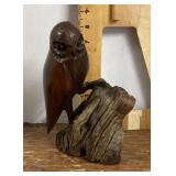 Carved wood owl
