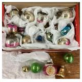 Box of vintage Christmas ornaments