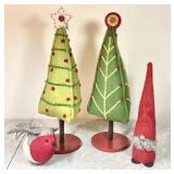 Felt folk art Christmas trees, ornament, gnome