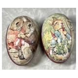 2 W. German paper mache egg candy containers