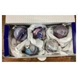 Box of Christmas ornaments