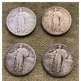 4 Standing Liberty quarters