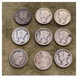 9 silver dimes