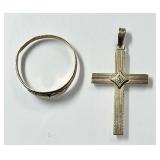 10k gold cross and small ring