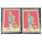2 Bob Griese 1969 Topps football cards