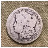 1891 O Morgan silver dollar