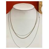 3 sterling silver fine necklaces --16", 18", 20"