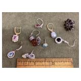 Assorted sterling single earrings