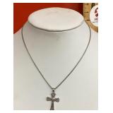 18" Sterling silver cross necklace
