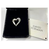 David Yurman sterling & 14k gold heart brooch