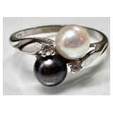 14k white gold pearl ring