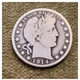 1914 S Barber half dollar