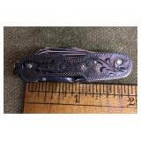 Etched sterling silver pocket knife