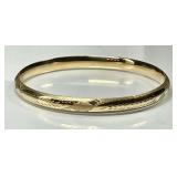 14k gold etched bangle bracelet
