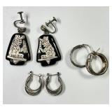 3 pair sterling silver earrings