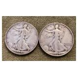2 Walking Liberty half dollars